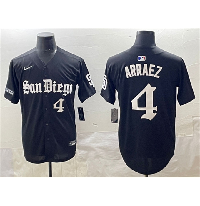 Men's San Diego Padres #4 Luis Arraez Black Gothic Edition Vapor Limited Stitched Baseball Jersey