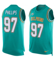 Men's Nike Miami Dolphins #97 Jordan Phillips Limited Aqua Green Player Name & Number Tank Top NFL Jersey