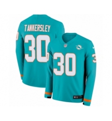 Youth Nike Miami Dolphins #30 Cordrea Tankersley Limited Aqua Therma Long Sleeve NFL Jersey
