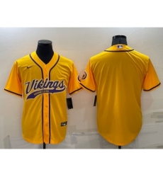 Men's Minnesota Vikings Blank Gold Stitched MLB Cool Base Nike Baseball Jersey