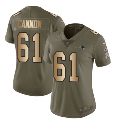 Women's Nike New England Patriots #61 Marcus Cannon Limited Olive/Gold 2017 Salute to Service NFL Jersey