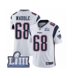 Men's Nike New England Patriots #68 LaAdrian Waddle White Vapor Untouchable Limited Player Super Bowl LIII Bound NFL Jersey