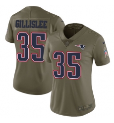 Women's Nike New England Patriots #35 Mike Gillislee Limited Olive 2017 Salute to Service NFL Jersey