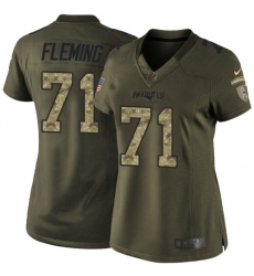 Women's Nike New England Patriots #71 Cameron Fleming Elite Green Salute to Service NFL Jersey