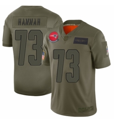 Women's New England Patriots #73 John Hannah Limited Camo 2019 Salute to Service Football Jersey