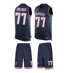 Men's Nike New England Patriots #77 Nate Solder Limited Navy Blue Tank Top Suit NFL Jersey