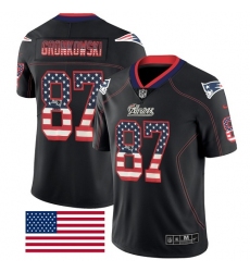 Men's Nike New England Patriots #87 Rob Gronkowski Limited Black Rush USA Flag NFL Jersey