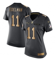 Women's Nike New England Patriots #11 Julian Edelman Limited Black/Gold Salute to Service NFL Jersey Women's Nike New England Patriots #11 Julian Edelman Limited Black/Gold Salute to Service NFL Jersey