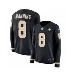 Women's Nike New Orleans Saints #8 Archie Manning Limited Black Therma Long Sleeve NFL Jersey