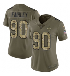 Women's Nike New Orleans Saints #90 Nick Fairley Limited Olive/Camo 2017 Salute to Service NFL Jersey