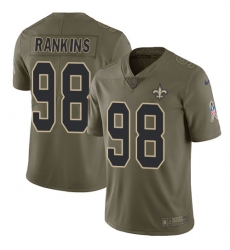 Youth Nike New Orleans Saints #98 Sheldon Rankins Limited Olive 2017 Salute to Service NFL Jersey