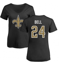 NFL Women's Nike New Orleans Saints #24 Vonn Bell Black Name & Number Logo Slim Fit T-Shirt