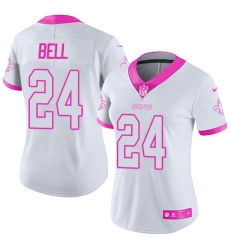 Women's Nike New Orleans Saints #24 Vonn Bell Limited White Pink Rush Fashion NFL Jersey