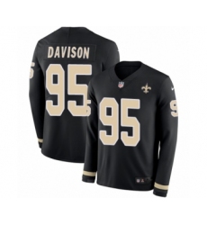 Youth Nike New Orleans Saints #95 Tyeler Davison Limited Black Therma Long Sleeve NFL Jersey