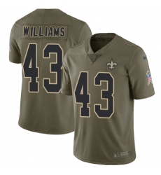 Men's Nike New Orleans Saints #43 Marcus Williams Limited Olive 2017 Salute to Service NFL Jersey
