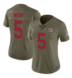 Women's Nike New York Giants #5 Davis Webb Limited Olive 2017 Salute to Service NFL Jersey