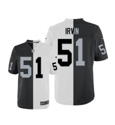Men's Nike Oakland Raiders #51 Bruce Irvin Elite Black/White Split Fashion NFL Jersey