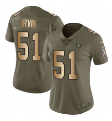 Women's Nike Oakland Raiders #51 Bruce Irvin Limited Olive/Gold 2017 Salute to Service NFL Jersey