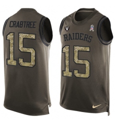 Men's Nike Oakland Raiders #15 Michael Crabtree Limited Green Salute to Service Tank Top NFL Jersey