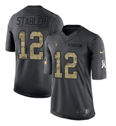 Youth Nike Oakland Raiders #12 Kenny Stabler Limited Black 2016 Salute to Service NFL Jersey
