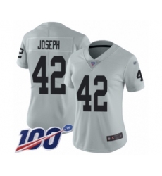 Women's Oakland Raiders #42 Karl Joseph Limited Silver Inverted Legend 100th Season Football Jersey