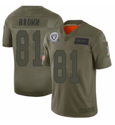 Youth Oakland Raiders #81 Tim Brown Limited Camo 2019 Salute to Service Football Jersey