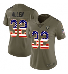 Women's Nike Oakland Raiders #32 Marcus Allen Limited Olive/USA Flag 2017 Salute to Service NFL Jersey