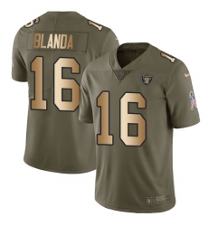 Youth Nike Oakland Raiders #16 George Blanda Limited Olive/Gold 2017 Salute to Service NFL Jersey