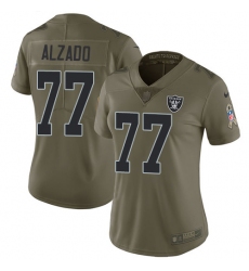 Women's Nike Oakland Raiders #77 Lyle Alzado Limited Olive 2017 Salute to Service NFL Jersey