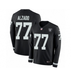 Youth Nike Oakland Raiders #77 Lyle Alzado Limited Black Therma Long Sleeve NFL Jersey