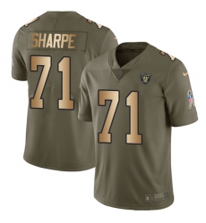 Men's Nike Oakland Raiders #71 David Sharpe Limited Olive/Gold 2017 Salute to Service NFL Jersey