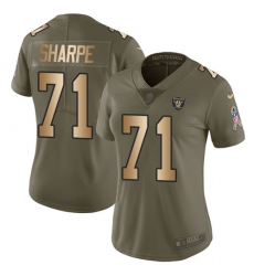 Women's Nike Oakland Raiders #71 David Sharpe Limited Olive/Gold 2017 Salute to Service NFL Jersey