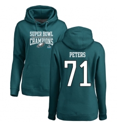 Women's Nike Philadelphia Eagles #71 Jason Peters Green Super Bowl LII Champions Pullover Hoodie
