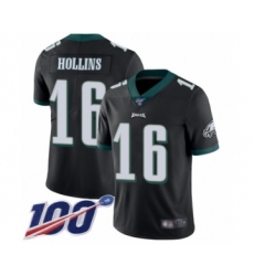 Youth Philadelphia Eagles #16 Mack Hollins Black Alternate Vapor Untouchable Limited Player 100th Season Football Jersey