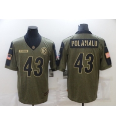 Men's Pittsburgh Steelers #43 Troy Polamalu Nike Olive 2021 Salute To Service Limited Player Jersey