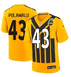 Women's Pittsburgh Steelers #43 Troy Polamalu Gold 1933 Throwback Alternate Football Stitched Game Jersey