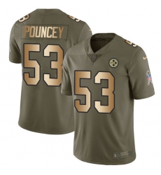Youth Nike Pittsburgh Steelers #53 Maurkice Pouncey Limited Olive/Gold 2017 Salute to Service NFL Jersey