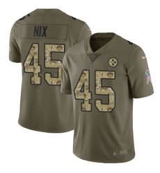 Men's Nike Pittsburgh Steelers #45 Roosevelt Nix Limited Olive/Camo 2017 Salute to Service NFL Jersey