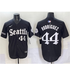 Men's Seattle Mariners #44 Julio Rodríguez Black 'Deep Sea Gothic Edition' Vapor Premier Limited Stitched Baseball Jersey