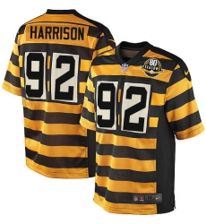 Men's Nike Pittsburgh Steelers #92 James Harrison Game Yellow/Black Alternate 80TH Anniversary Throwback NFL Jersey