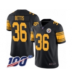 Men's Pittsburgh Steelers #36 Jerome Bettis Limited Black Rush Vapor Untouchable 100th Season Football Jersey