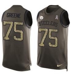 Men's Nike Pittsburgh Steelers #75 Joe Greene Limited Green Salute to Service Tank Top NFL Jersey