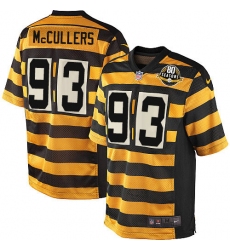 Men's Nike Pittsburgh Steelers #93 Dan McCullers Game Yellow/Black Alternate 80TH Anniversary Throwback NFL Jersey