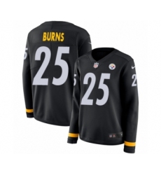 Women's Nike Pittsburgh Steelers #25 Artie Burns Limited Black Therma Long Sleeve NFL Jersey
