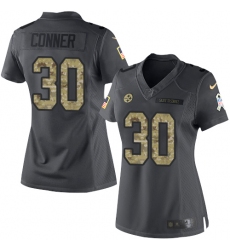 Women's Nike Pittsburgh Steelers #30 James Conner Limited Black 2016 Salute to Service NFL Jersey