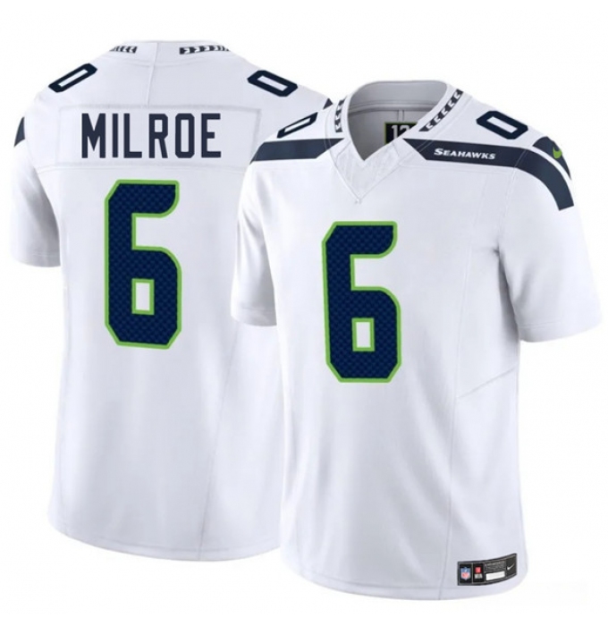 Men's Seattle Seahawks #6 Jalen Milroe White 2025 F.U.S.E. Vapor Limited Football Stitched Jersey