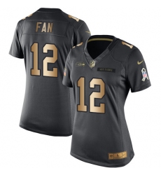 Women's Nike Seattle Seahawks 12th Fan Limited Black/Gold Salute to Service NFL Jersey
