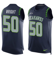 Men's Nike Seattle Seahawks #50 K.J. Wright Limited Steel Blue Player Name & Number Tank Top NFL Jersey