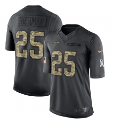 Youth Nike Seattle Seahawks #25 Richard Sherman Limited Black 2016 Salute to Service NFL Jersey