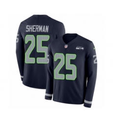 Youth Nike Seattle Seahawks #25 Richard Sherman Limited Navy Blue Therma Long Sleeve NFL Jersey